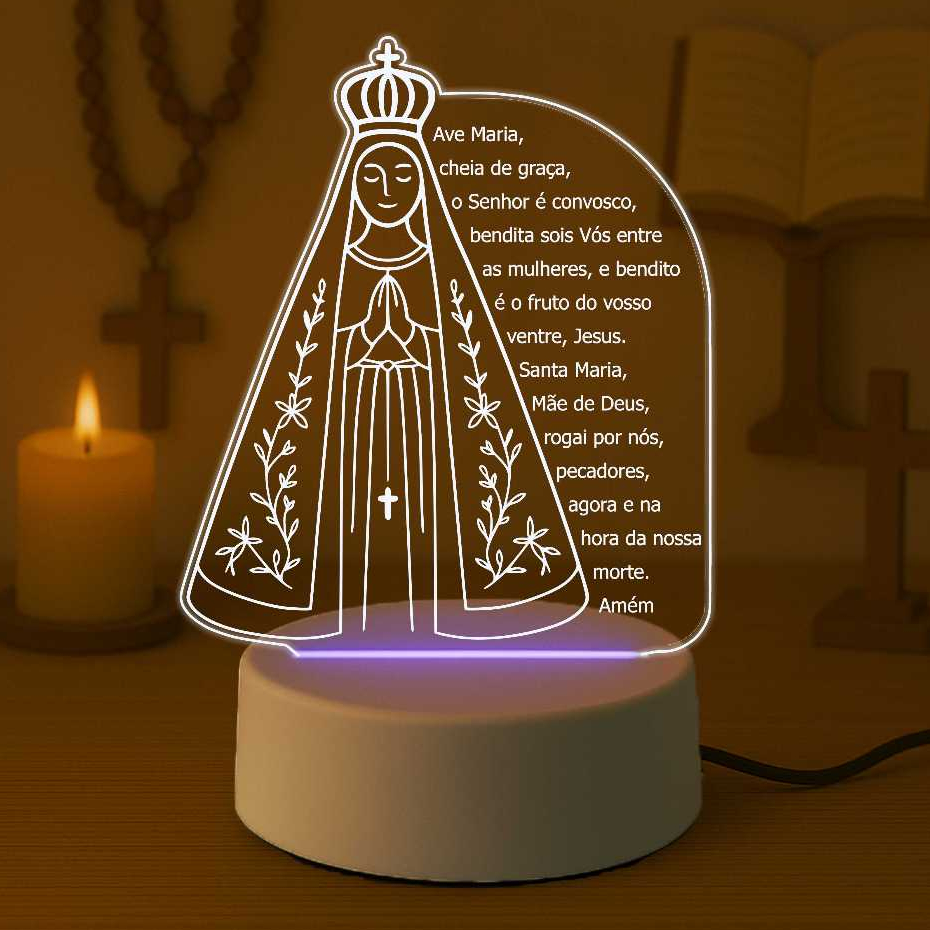 Luminária Oração Ave Maria Nossa Senhora Aparecida, Presente, Religião, lembrancinha, batizado, crisma, Presente