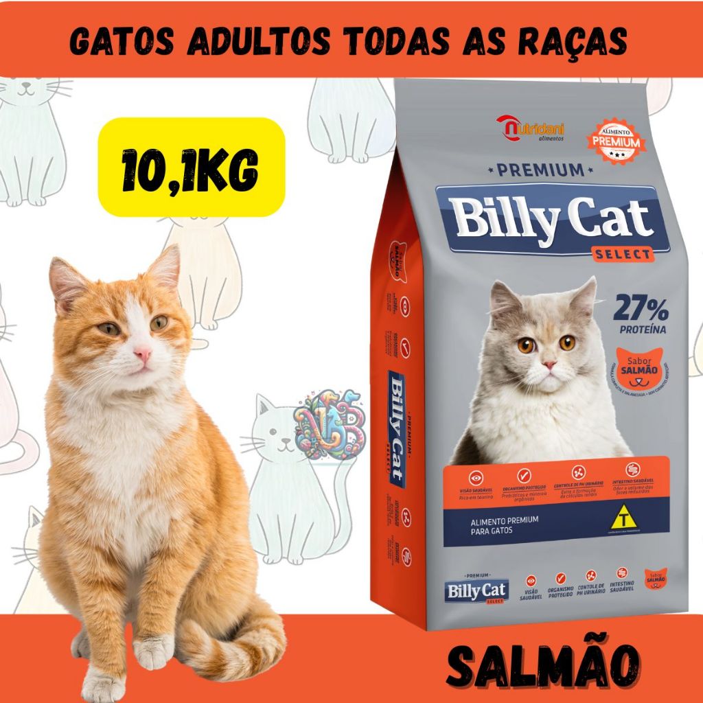 Billy Cat Ração Premium Gatos Adultos Salmão 10kg