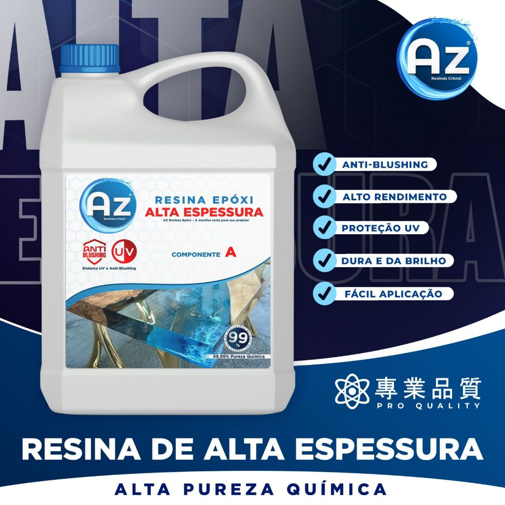 Az Resinas – Resina Epóxi de Alta Espessura com Proteção UV | Kit 1kg Cod. 17 em Oferta na Shopee