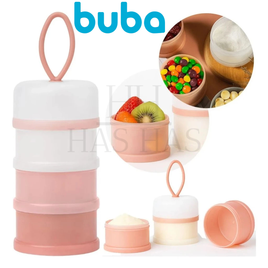 Pote Dosador Porta Leite em Pó Potinhos Empilháveis Buba Com Rosca Lanche Lancheira Lanchinho Rosa