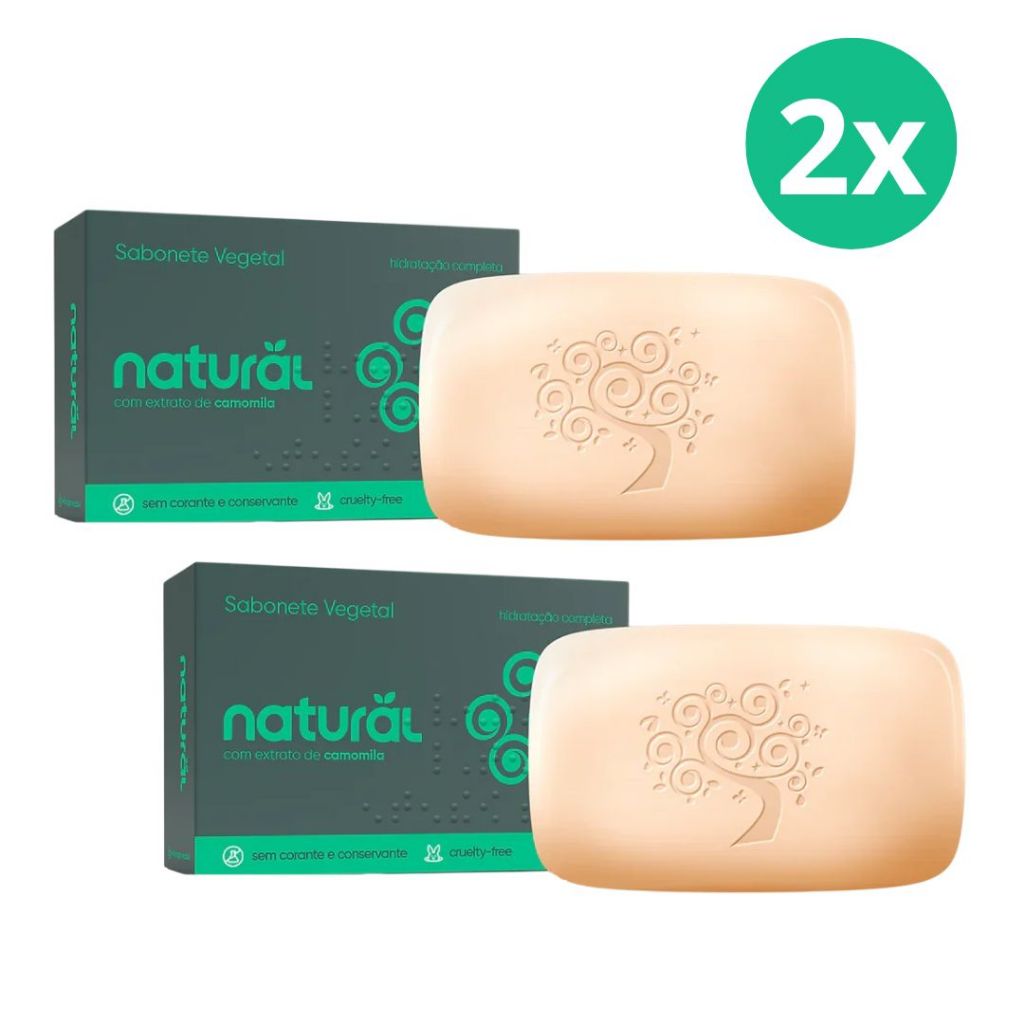 Kit 2 Sabonetes em Barra Natural - Extrato de Camomila 80g