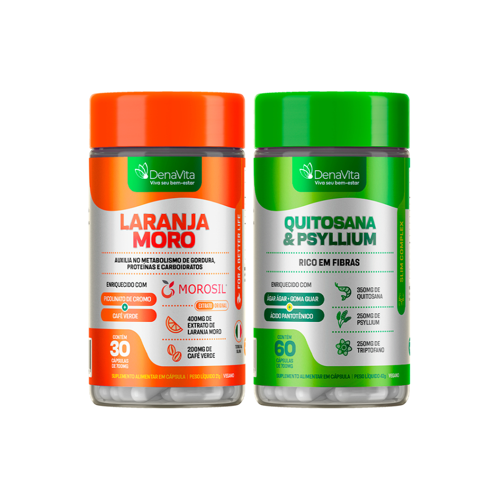 Kit Extrato de Laranja Moro Morosil , Picolinato de Cromo, Café Verde 3x1 + Quitosana, Psyllium, Triptofano 6x1 Denavita