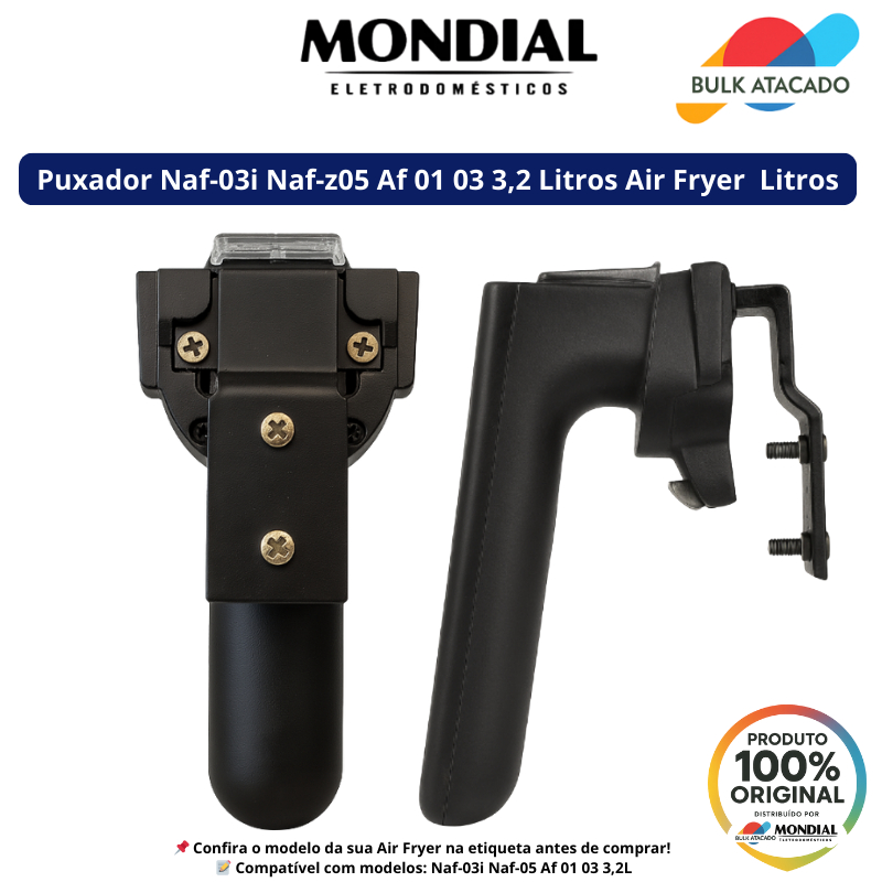 Alça Puxador Air Fryer NAF 03 NAF 05 3,2 Litros Preto Original Peça Reposição Com Instalação Fácil e Alta Durabilidade