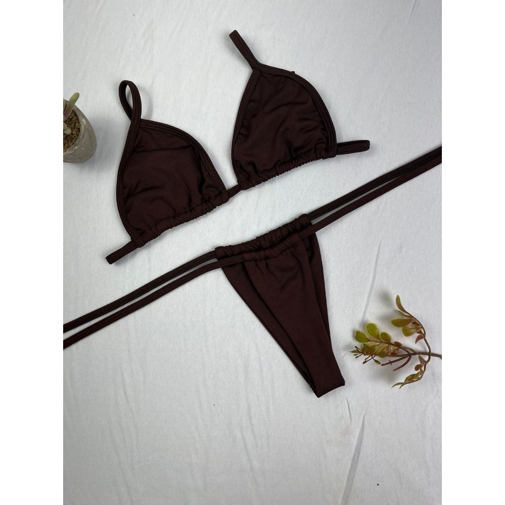 Biquíni Cortininha Amarração Lateral Fio Marquinha de Fita Liso Forrado Calcinha Ajustável em Oferta na Shopee
