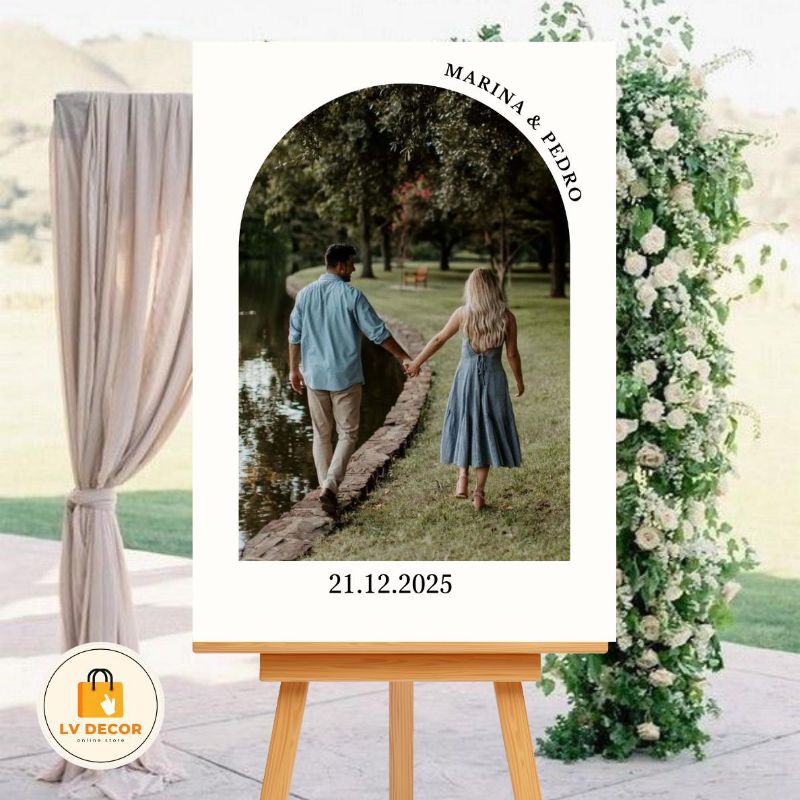 Placa Decorativa Entrada Casamento Personalizada Com Foto Nome e Data