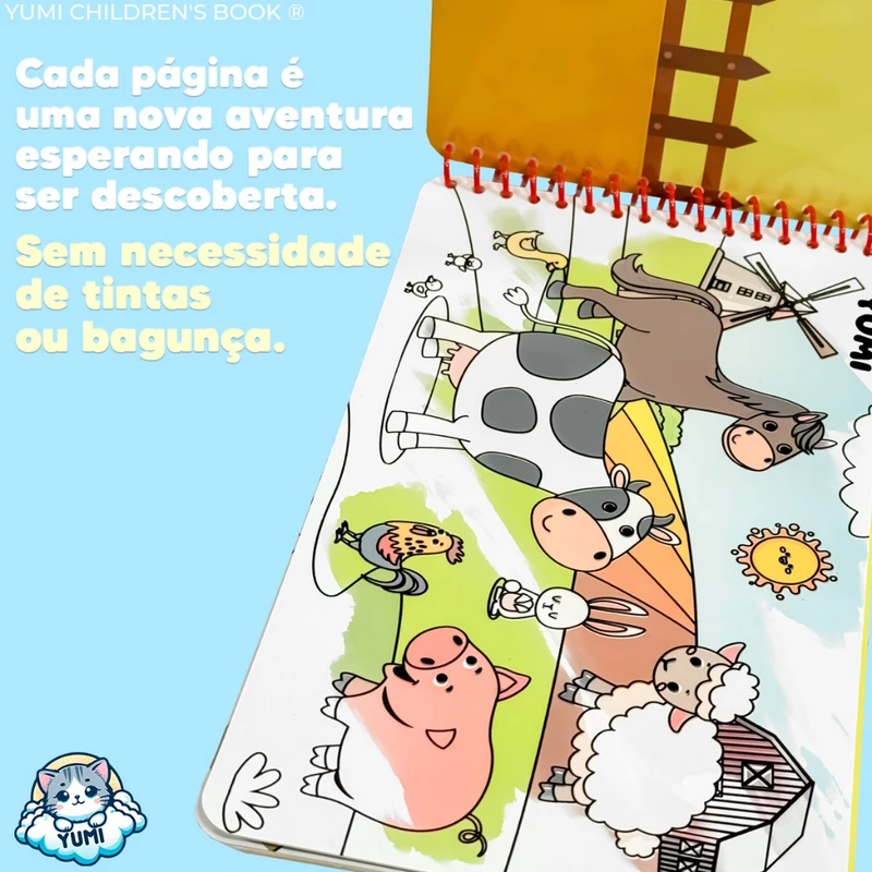 Livro Infantil Fazenda com Pincel Mágico de Água para Colorir — foto 3