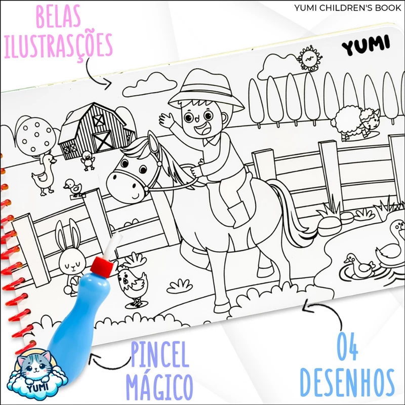 Livro Infantil Fazenda com Pincel Mágico de Água para Colorir — foto 6