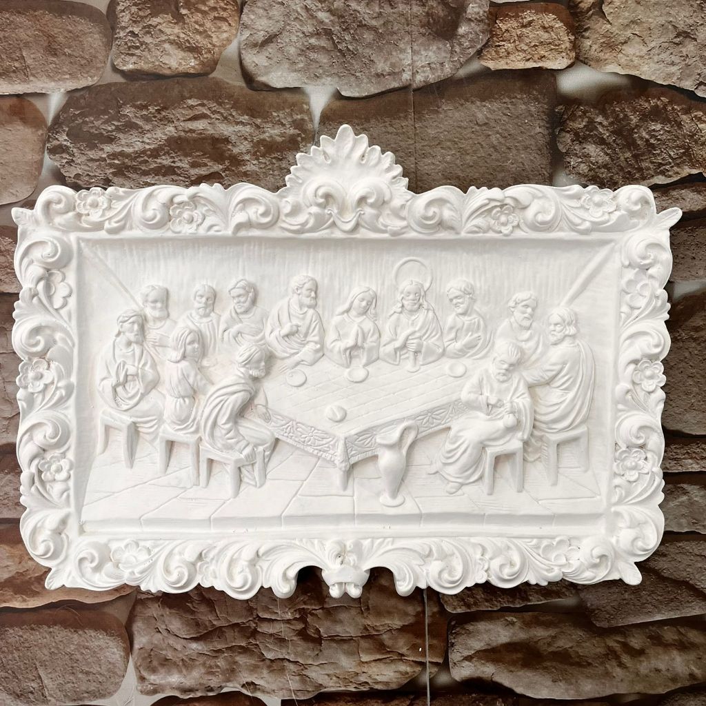 Quadro Santa Ceia Relevo de Parede em Gesso Cru em Oferta na Shopee