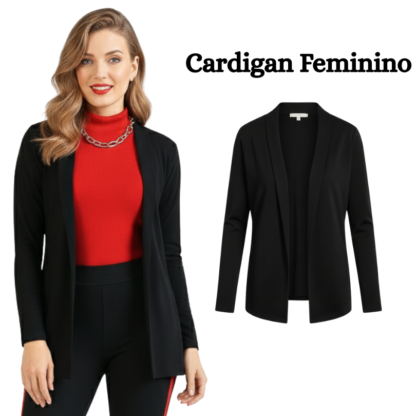 Kit 2 Cardigan Feminino Clássico em Malha Leve Elegante Confortável para Trabalho e Dia a Dia