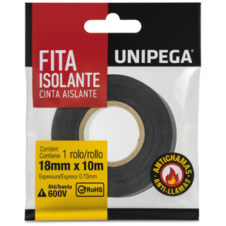Fita Isolante Antichamas 18mm x 10m Unipega – Elétrica, Automotiva, Alta Resistência em Oferta na Shopee