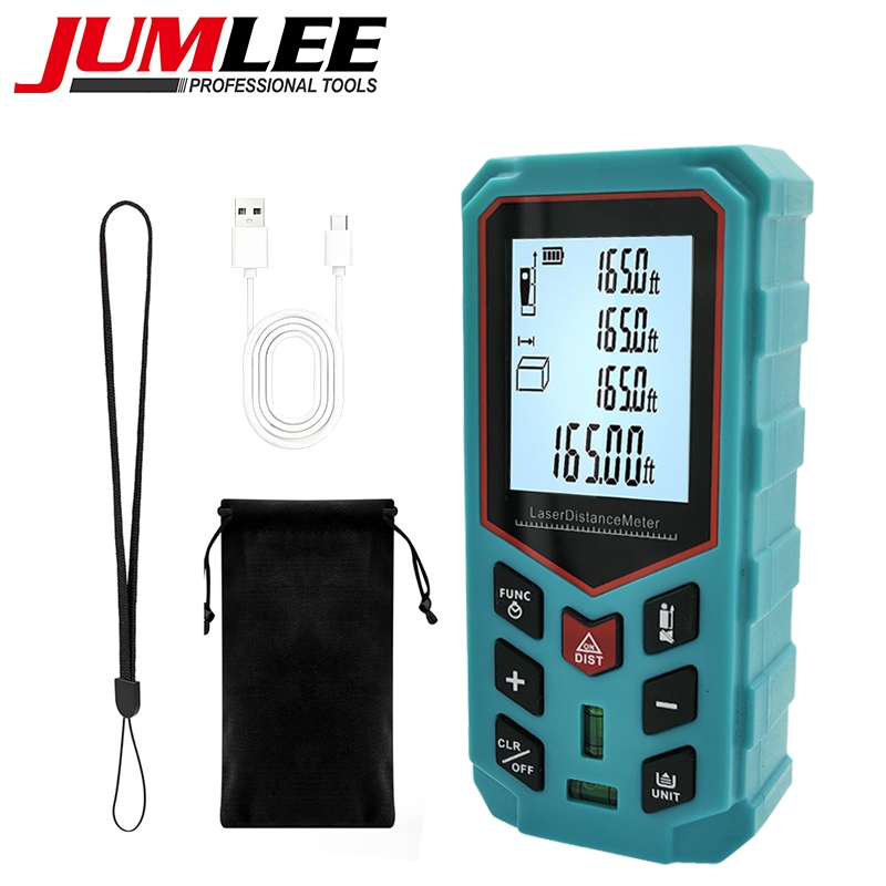 Trena a Laser Digital Portátil 50m Recarregável USB Medidor de Distância Precisão JUMLEE
