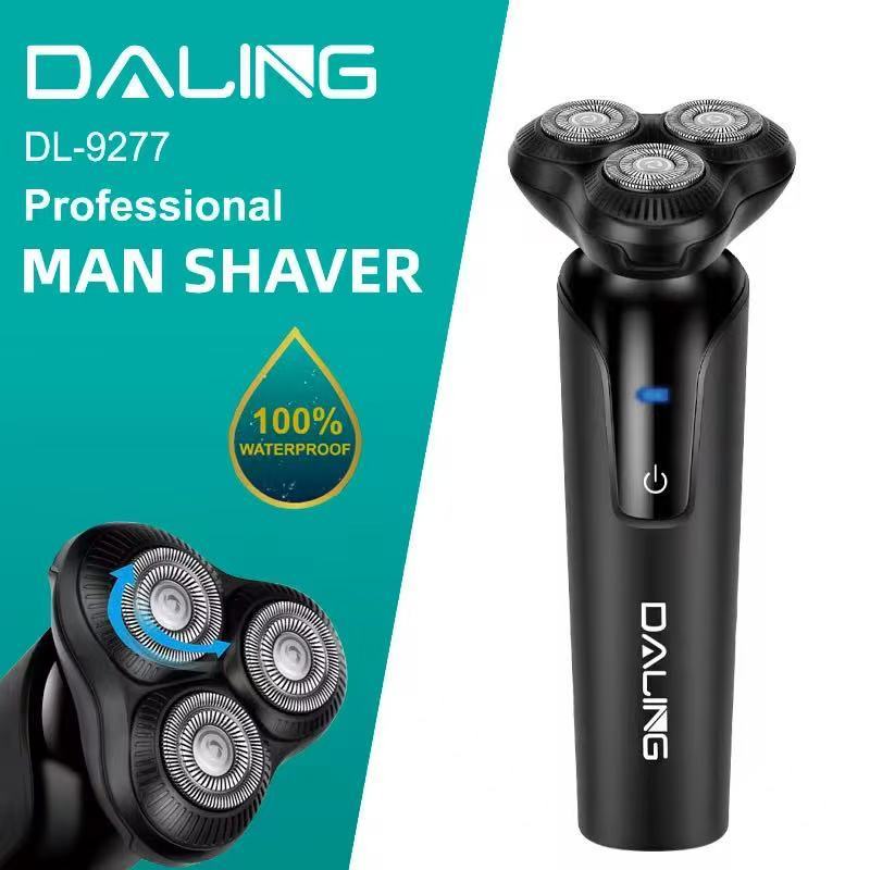 Barbeador profissional masculino com motor potente, recarregável por USB e três cabeças à prova d'água DL-9277 em Oferta na Shopee