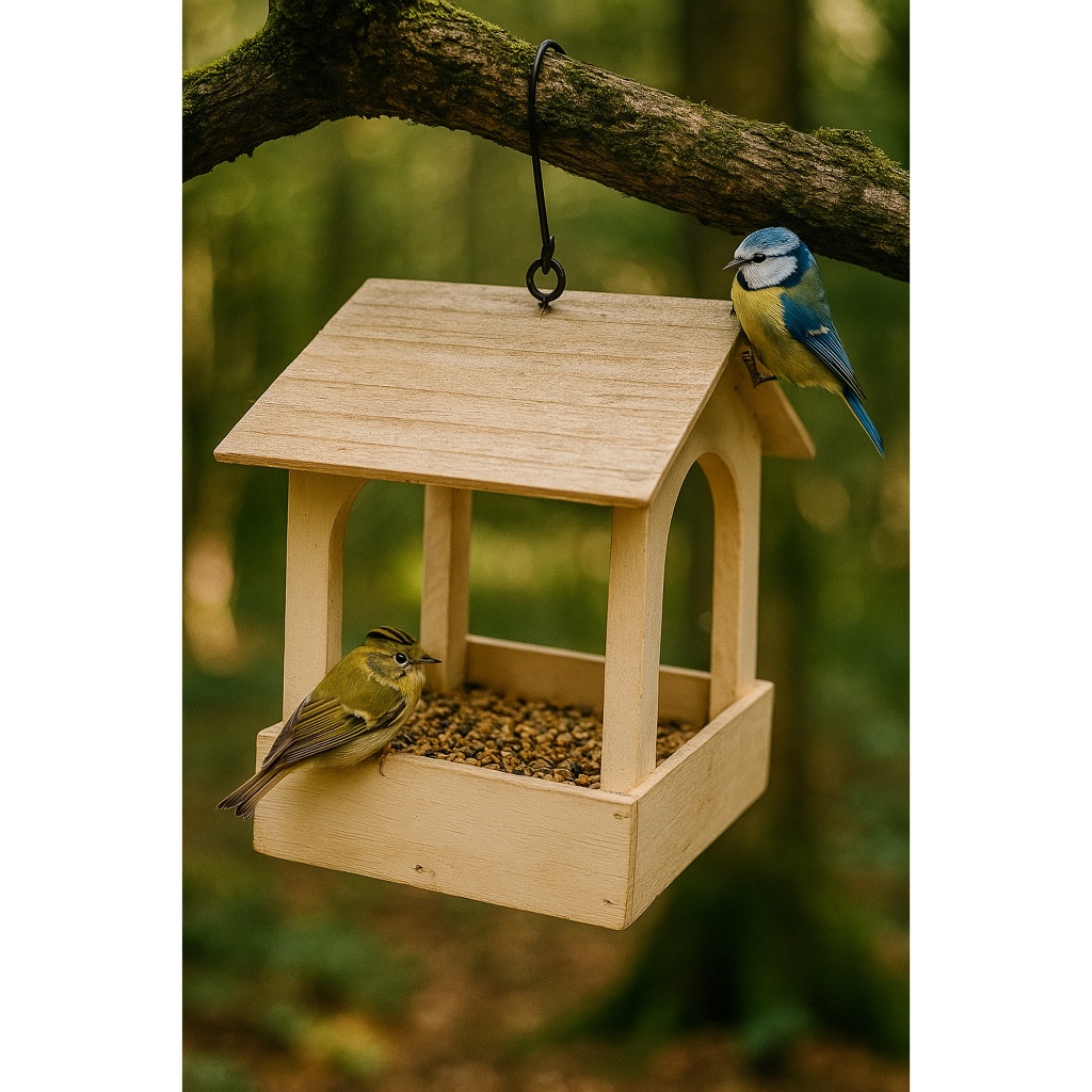 Comedouro Tratador em Madeira para Pássaros Livres  - Tamanho Pequeno em Oferta na Shopee