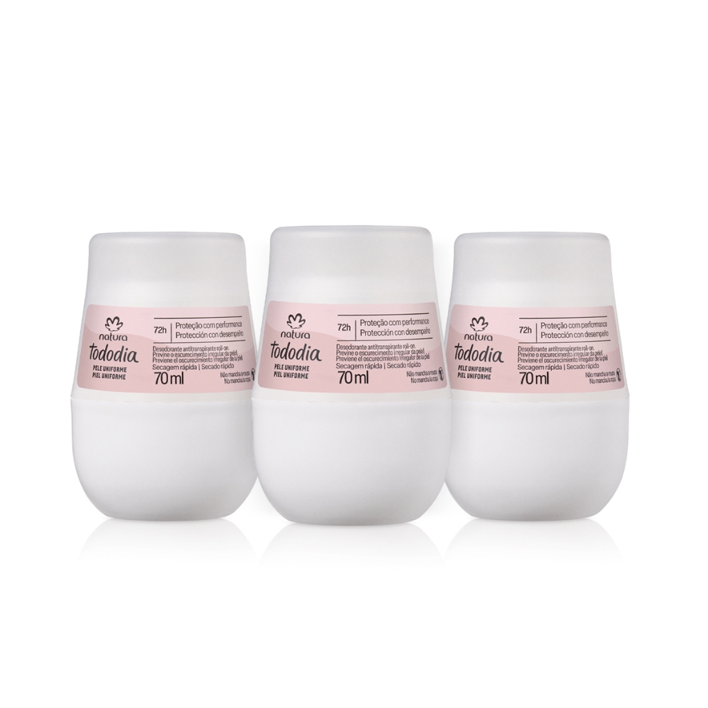 Kit Desodorante Antitranspirante Roll-on Tododia Pele Uniforme 70 ml (3 unidades)