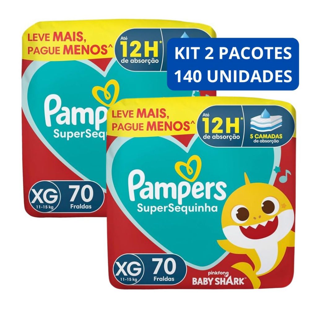 Fralda Pampers SuperSequinha - Tam. XG - 70 unidades ou KIT