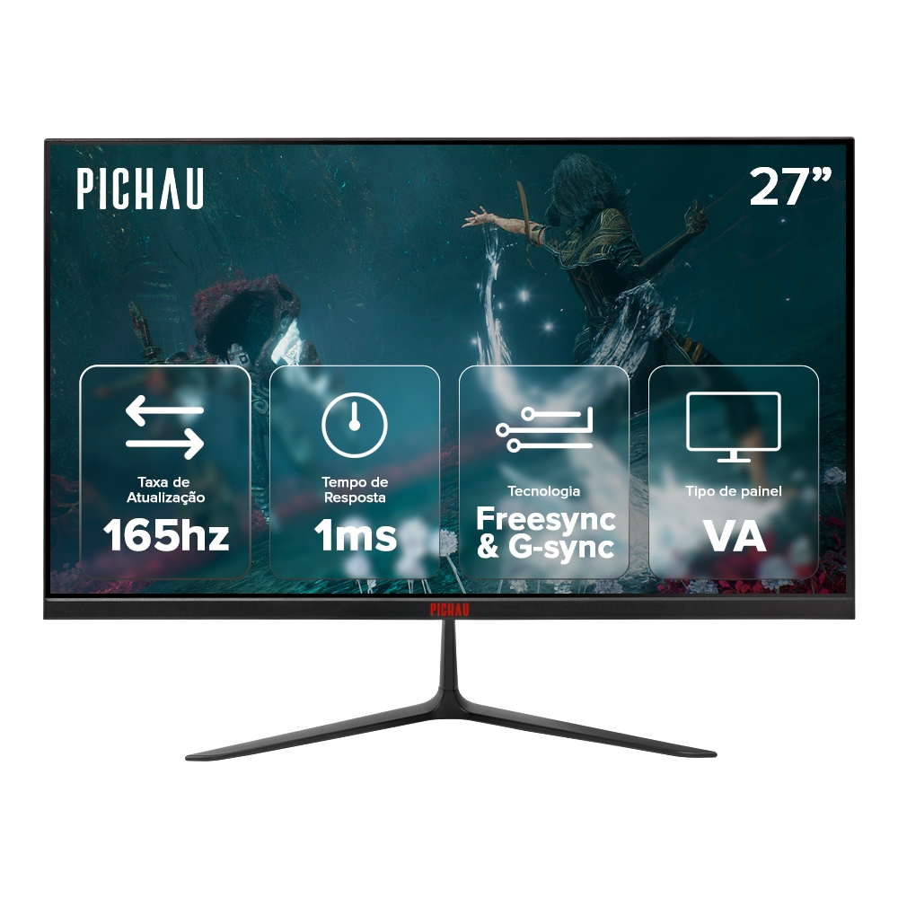 Monitor Gamer Pichau Athen V3 Ultra, 27 Pol, VA, QHD, 1ms, 165Hz, FreeSync, HDMI/DP,PG-ATH27V3U-BL02