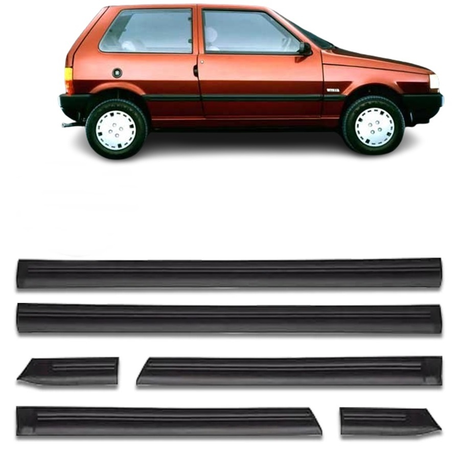 Kit Friso Borrachão Lateral Uno 2 Portas Modelo Largo 1988 1989 1990 1991 1992 1993 1994 1995 1996 1997 1998 1999 2000