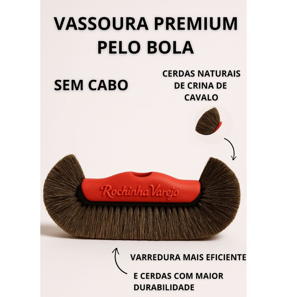 Vassoura de Pelo Bola Crina Original Sem Cabo Crina 100% Natural em Oferta na Shopee