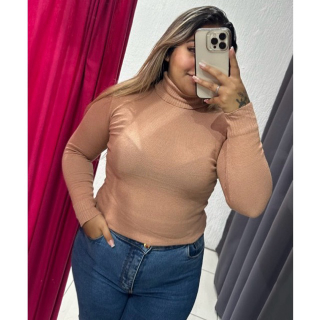 Blusa Tricot Basica Gola Alta Cacharrel Tamanho Unico Veste 34 ao 42/44