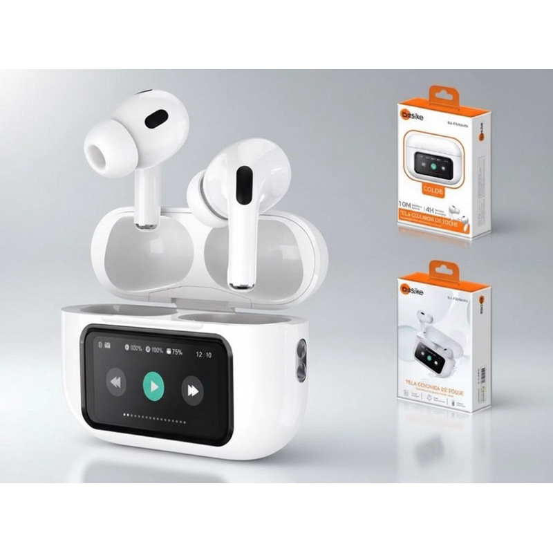 Fones De Ouvido Sem Fio Touch Screen ANC TWS Cancelamento Ruido Fone Bluetooth 5.4 Premium Basike