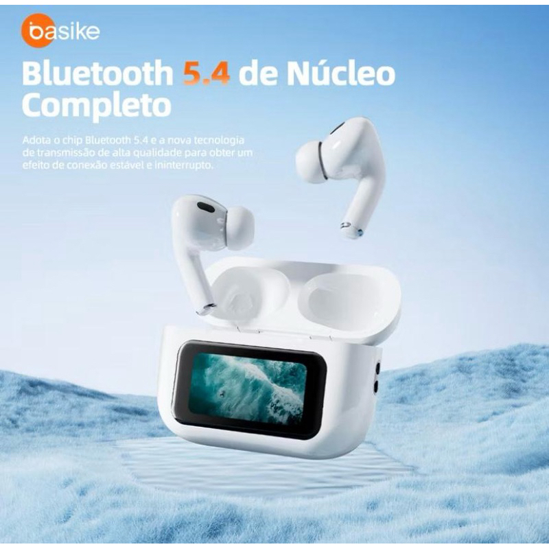 Fones De Ouvido Sem Fio Touch Screen ANC TWS Cancelamento Ruido Fone Bluetooth 5.4 Premium Basike