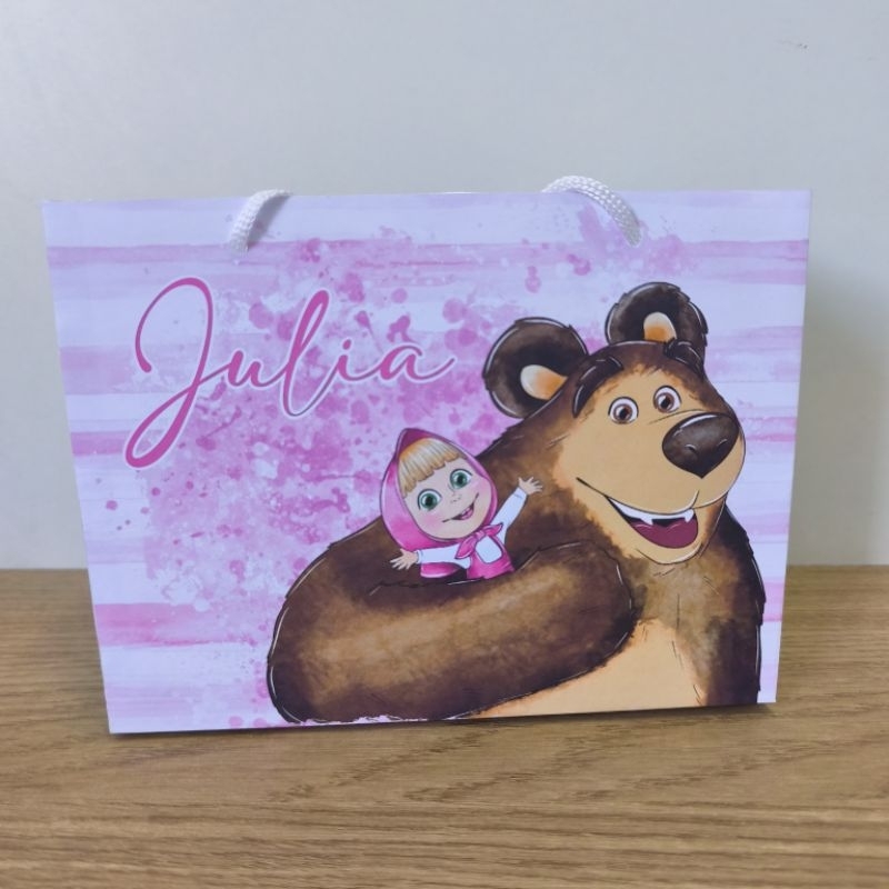 Sacolinha Personalizada Marsha e o Urso- Pegue e Monte