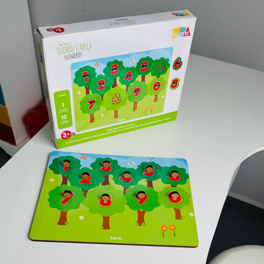 MEU PRIMEIRO QUEBRA CABEÇA NÚMEROS Brinquedo Educativo Pedagógico infantil em madeira matemática