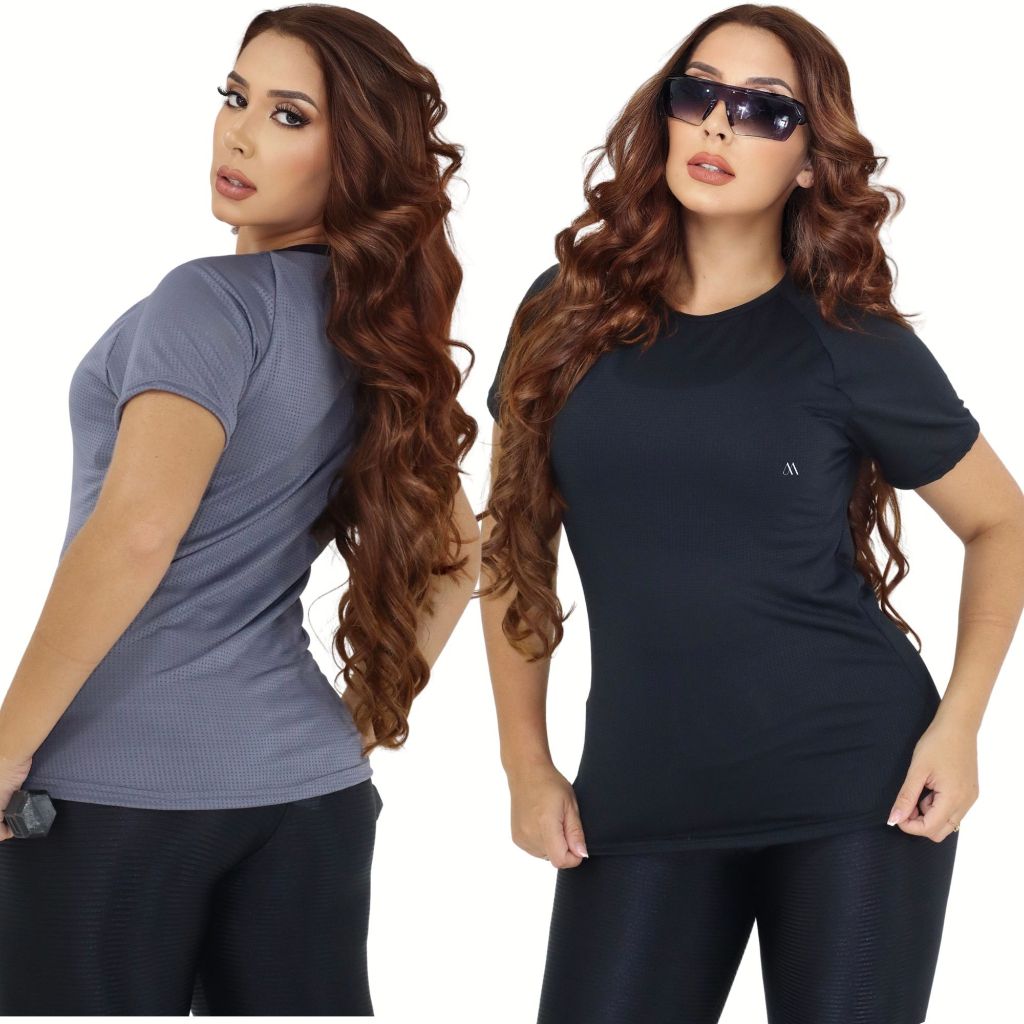 Kit 2 Blusas Feminina Dry Fit Camiseta Academia Camisa Fitness em Oferta na Shopee