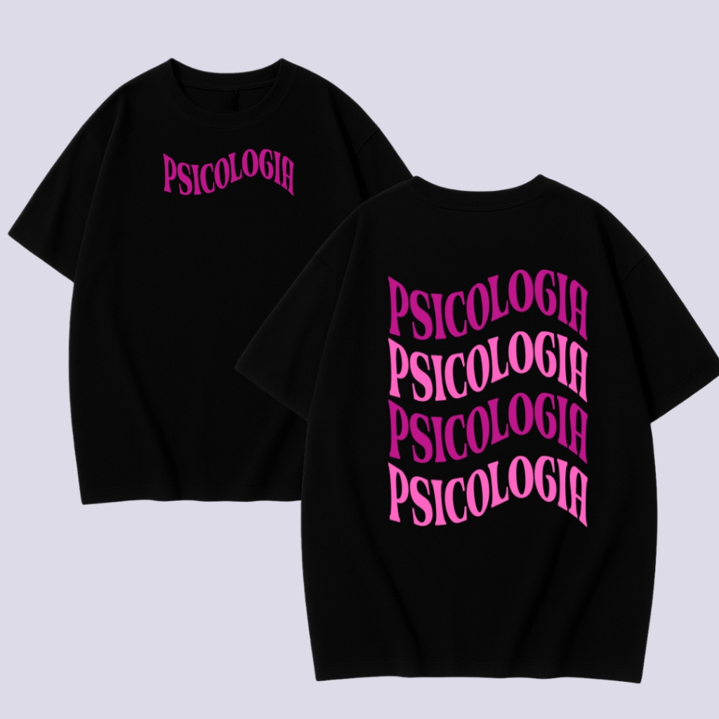 Camiseta Curso De Psicologia Terapia Faculdade Fardamento 2026 Letras Garrafais PINK Tshirt 100% Algodão Para Estudantes