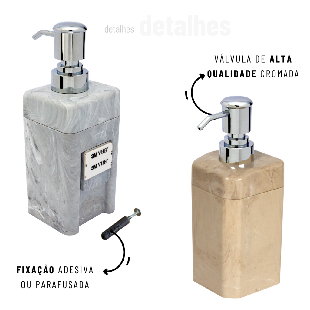 Kit 4 Peças Porta Escova + Porta Sabonete Líquido + 2 Ganchos Multiuso — imagem 2 de 2