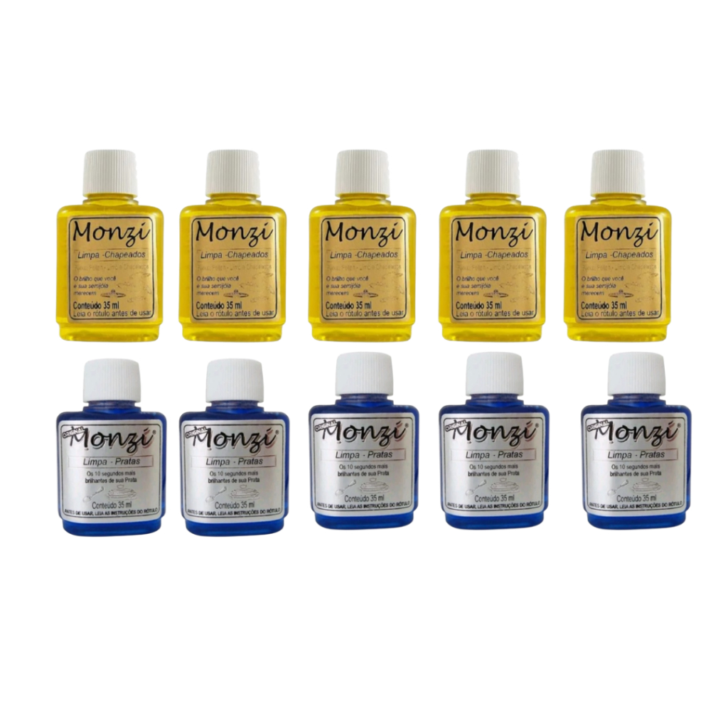 Kit 5 Limpa Pratas + 5 Limpa Chapeados Monzi 35 ml