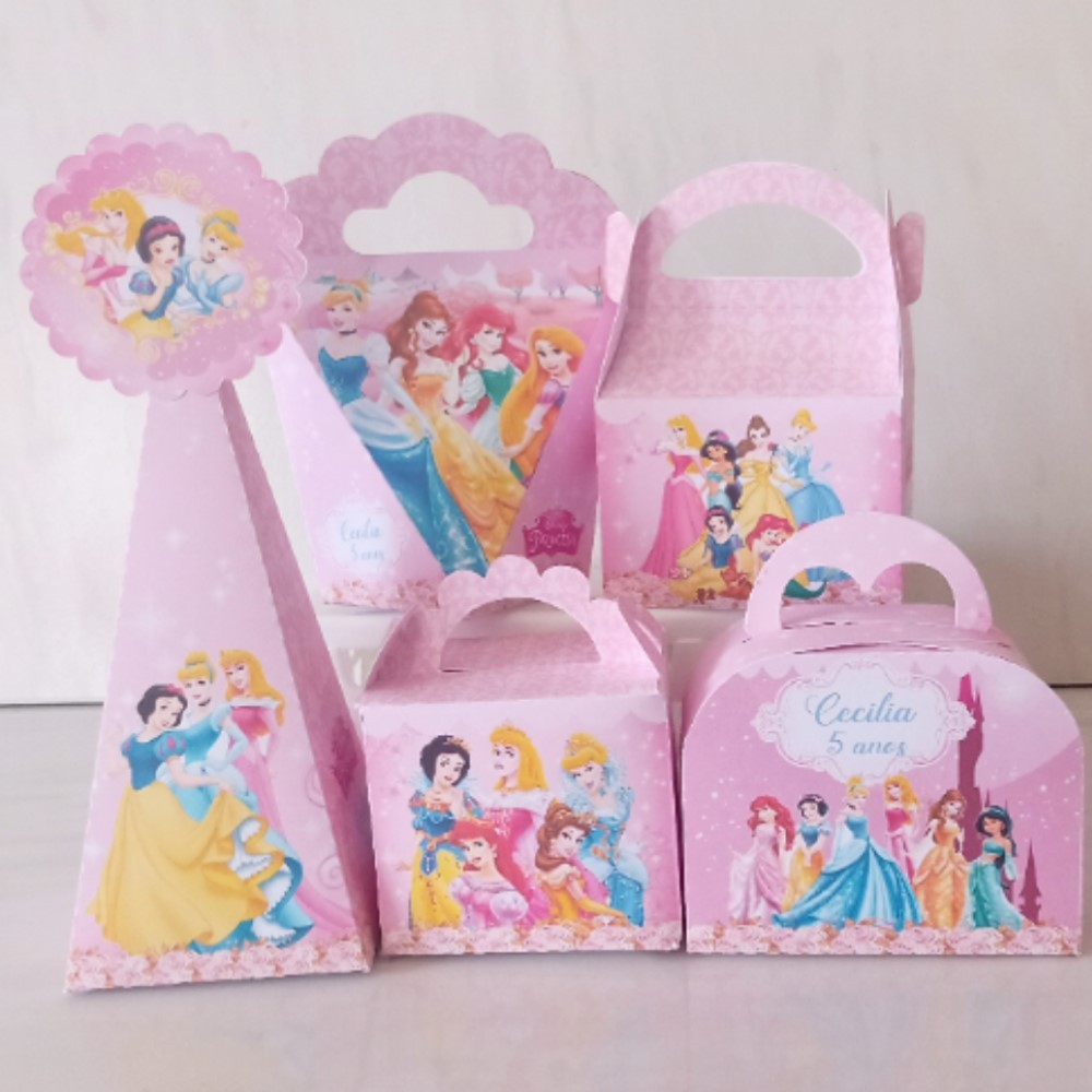 Kit festa  princesas disney Personalizada Lembrancinhas Caixinhas Mimos Aniversário Festa Infantil | Pegue e Monte