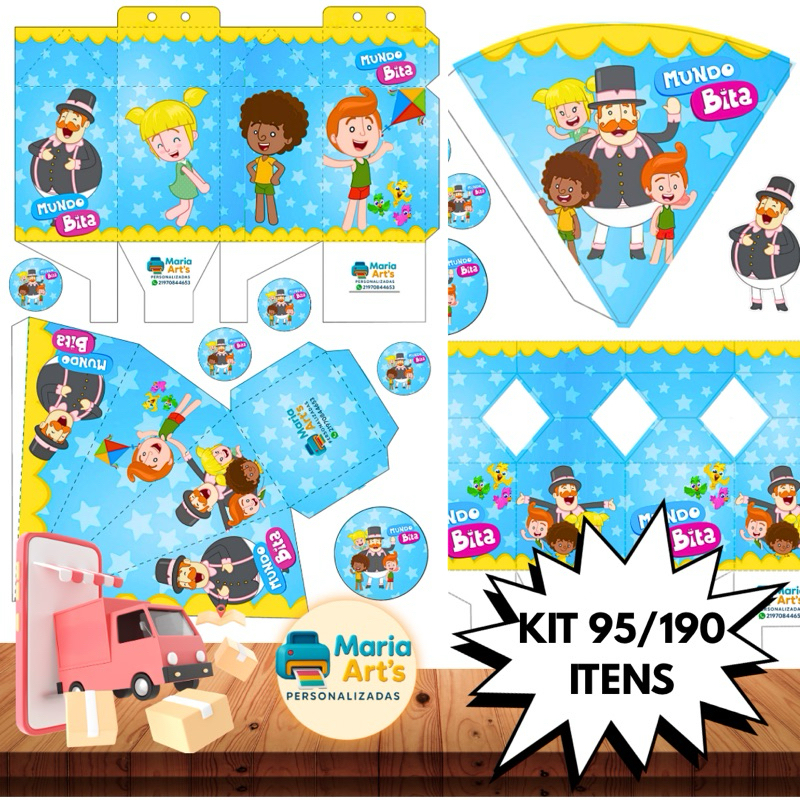 KIT LEMBRANCINHAS DE FESTA 95/190 ITENS TEMA: MUNDO BITA C/SEM NOME- ENVIO RÁPIDO!!!