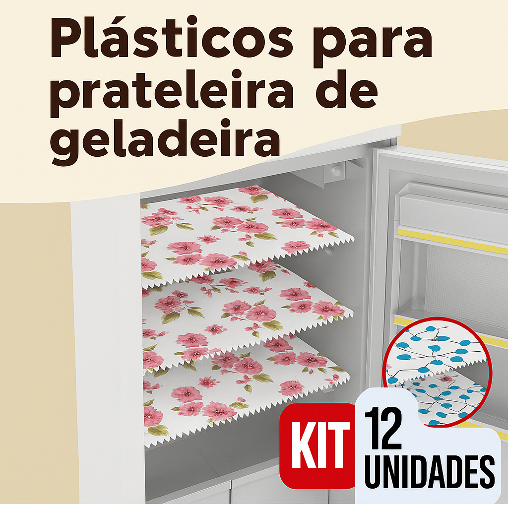 Protetor de Prateleira Geladeira Toalhas Estampadas 12 Peças | Estampas Sortidas