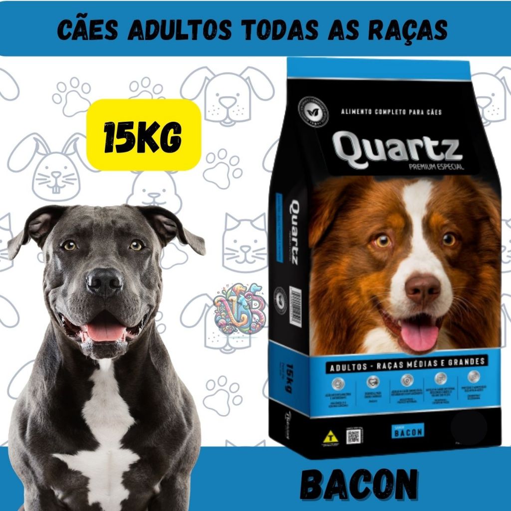 Quartz Ração Premium Especial Cães Adultos Bacon 15kg em Oferta na Shopee