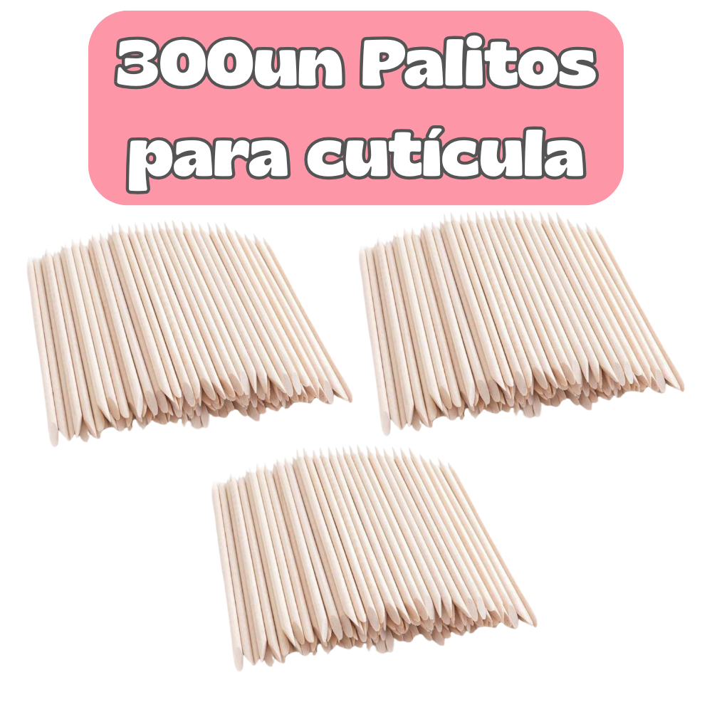 300un Palitos para Cutícula Manicure Pedicure Unhas Nail Art Estética Salão de Beleza Profissional