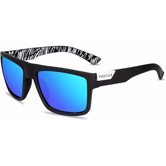 Óculos de Sol Masculino Quadrado Polarizado Lente Azul UV400