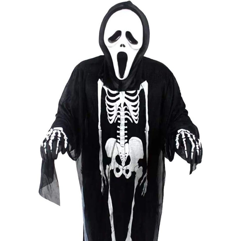 Fantasia Pânico Halloween Tamanho Adulto e Infantil Máscara + Roupa Horror Terror Filme