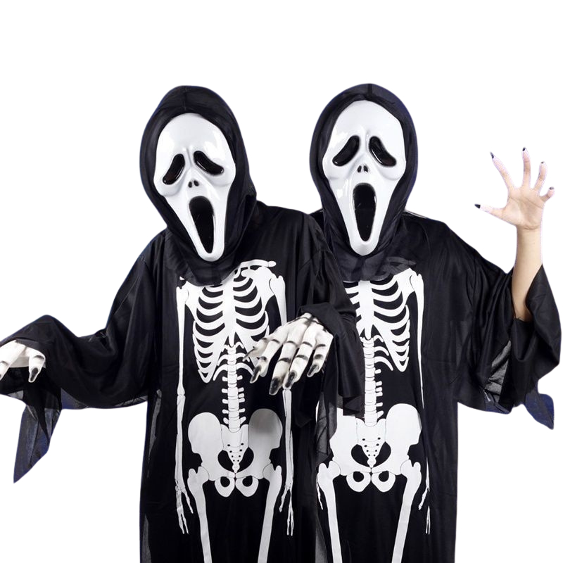 Fantasia Completa Pânico Máscara Terror Halloween Festa Modelo Adulto E Infantil