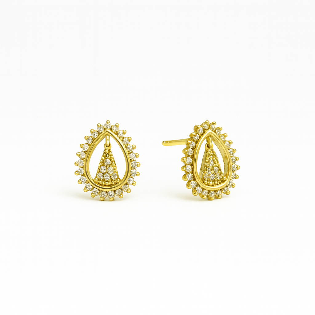 Brinco Feminino Nossa Senhora Banho Ouro 18K com Zircônias Cravejadas – Joia Religiosa e Sofisticada