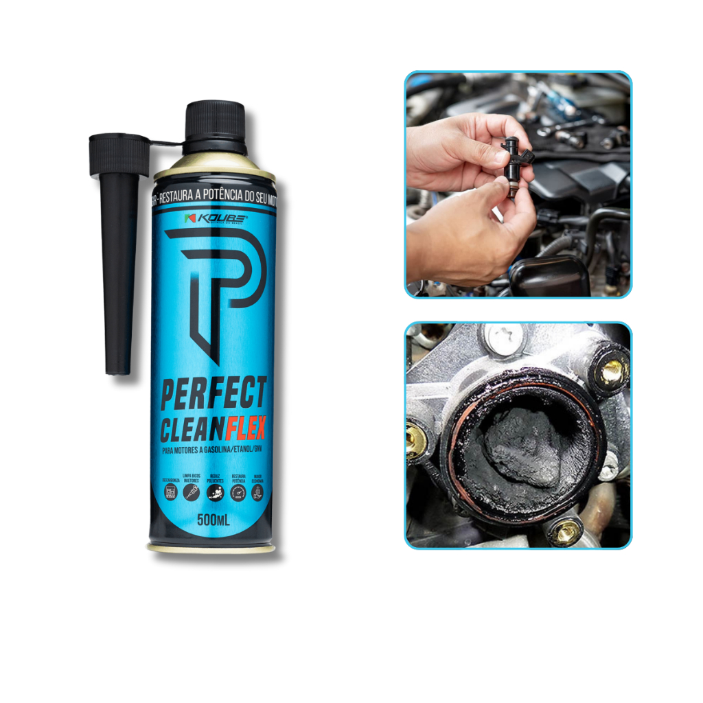 Perfect Clean Flex Koube + Novo Bico Aplicador - Limpa Bicos - Descarbonizante 500 Ml