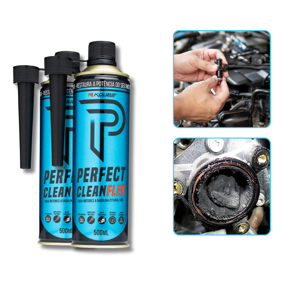 Kit 2 Perfect Clean Flex Koube + Novo Bico Aplicador - Limpa Bicos - Descarbonizante 500 Ml