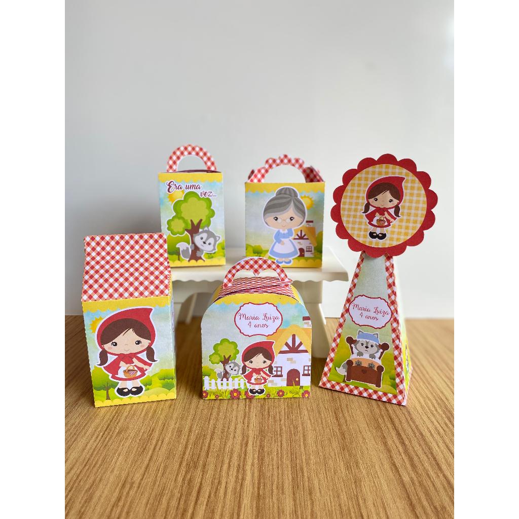 KIT FESTA CHAPEUZINHO VERMELHO Personalizado Pegue e Monte Lembrancinhas - Aniversário - Caixinha Personalizadas