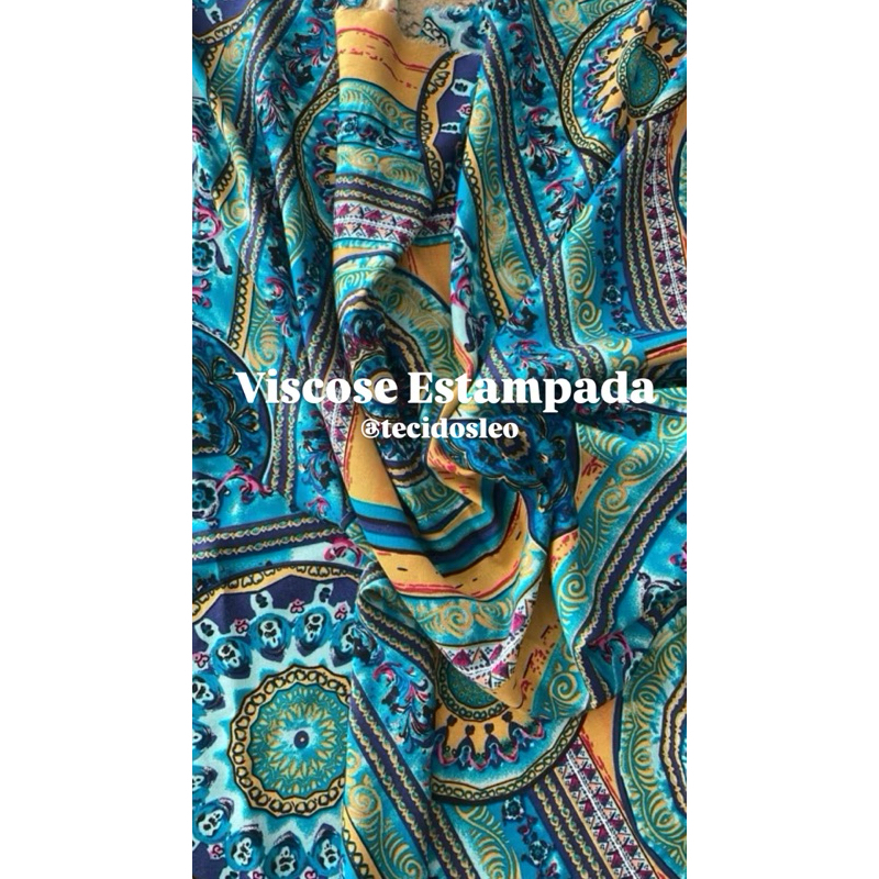 Tecido Viscose Estampada | Estampa Indiana | 100% Viscose | Largura:1,50 em Oferta na Shopee