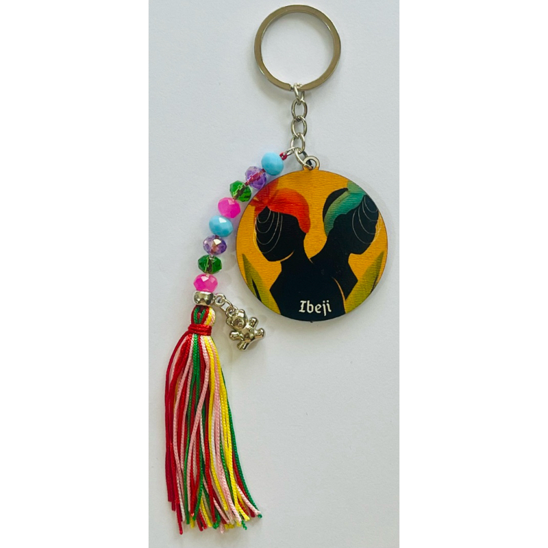 CHAVEIRO SUPER LUXO IBEJI COM ARGOLA ITALIANA - CANDOMBLE