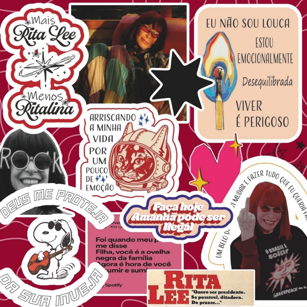 15 Adesivos Rita Lee Para Colagem e Personalização Garrafinhas Journal Kindle