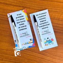 Kit 10 Canetas Personalizadas + Cartões Brinde Presente Lembrancinha Dia dos Professores