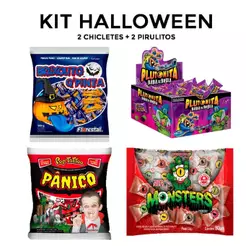 Kit Doces de Halloween Dia das Bruxas 2 Pirulitos Bruxolito e Panico e chicle monsters e Plutonita