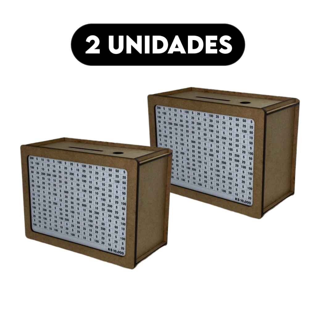 Kit 2 Cofres Woodbox MDF Desafio Japones 1000 5000 10000 em Oferta na Shopee
