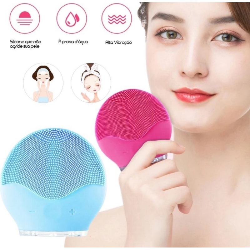 Esponja Elétrica Limpeza Facial Massagem profunda Para Skincare - Moderno de Silicone 3 Velocidades